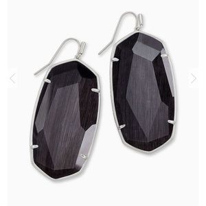 Faceted Danielle Silver Earrings Black Cat's Eye